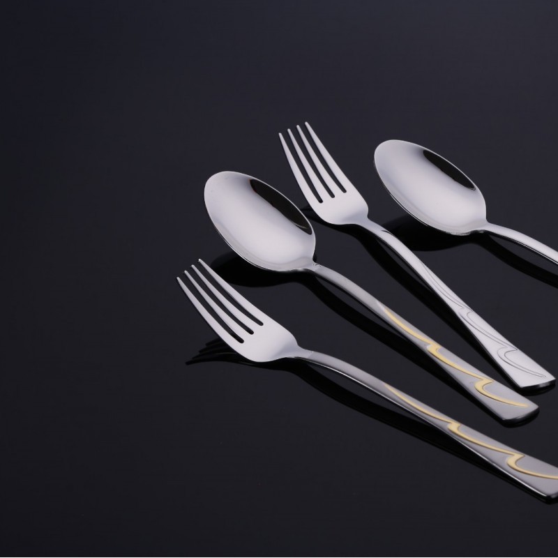2022 top seller sandblasted hotel spoon forks stainless steel cutlery set Middle eastern style图2