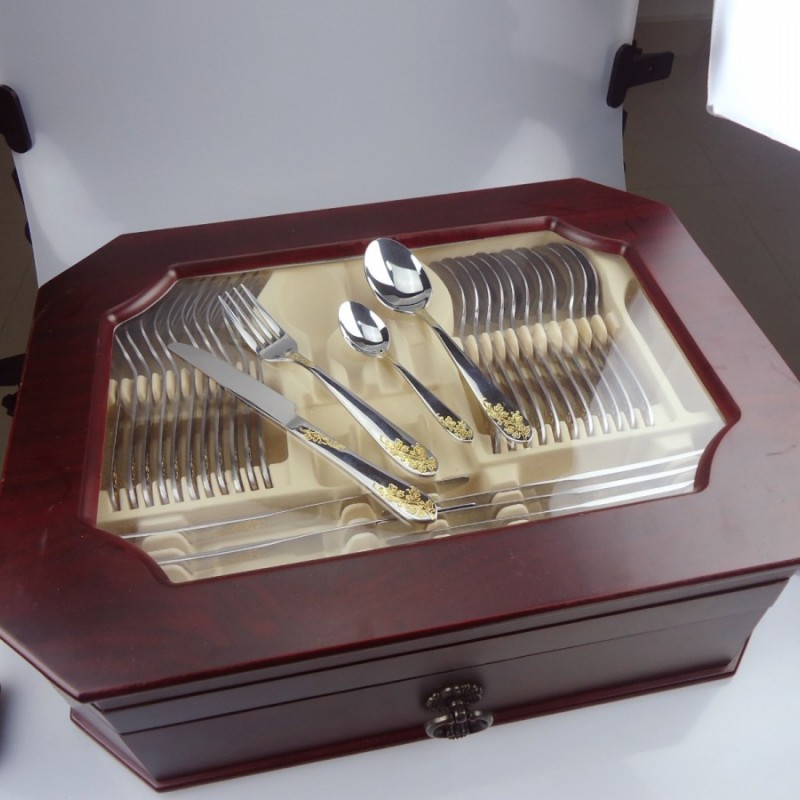 Hot selling hotel restaurant gold spoon fork knife modern stainless steel cutlery spoon 72pcs cutler图4