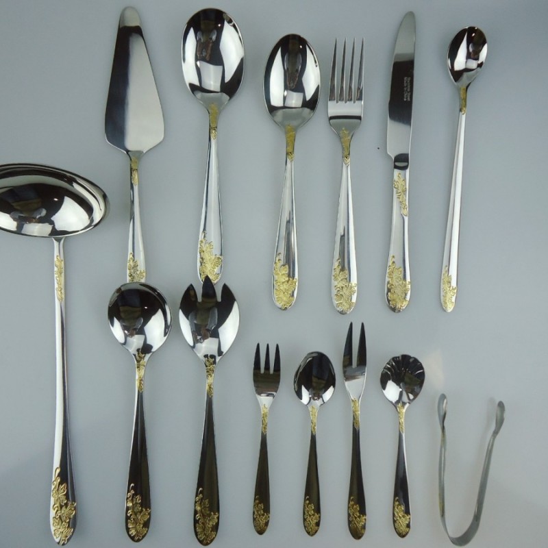 Hot selling hotel restaurant gold spoon fork knife modern stainless steel cutlery spoon 72pcs cutler图5