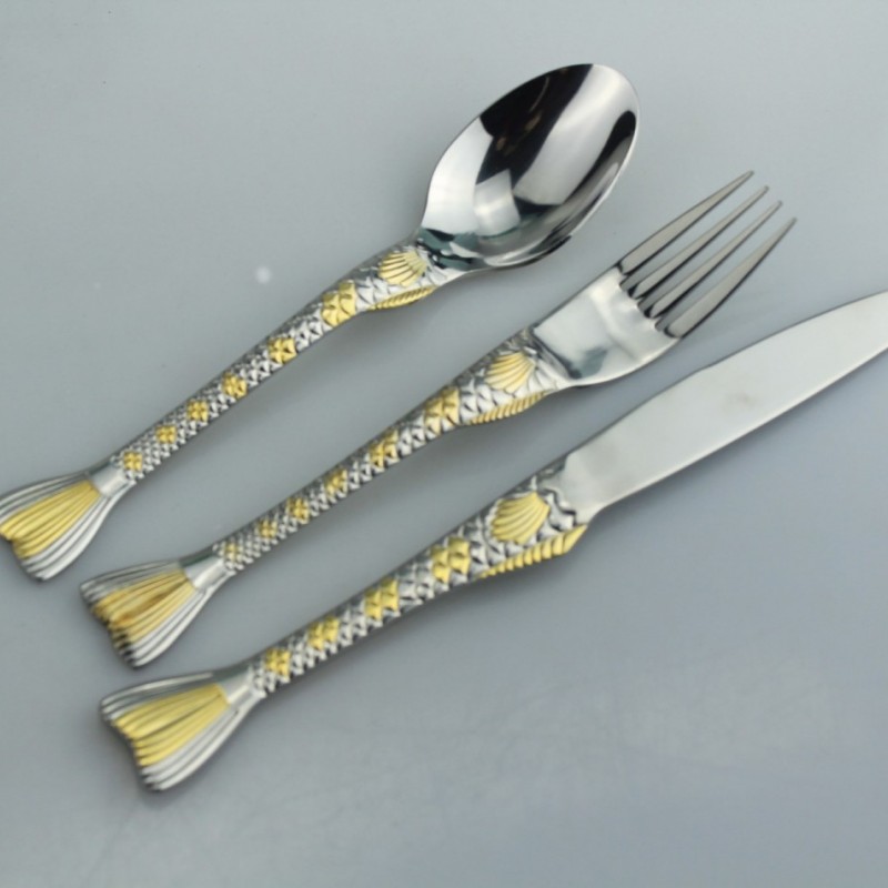 High Quality Mirror Polish Wedding Cutlery Set Wholesale Wedding Stainless Steel Cutlery Set with Fi图3