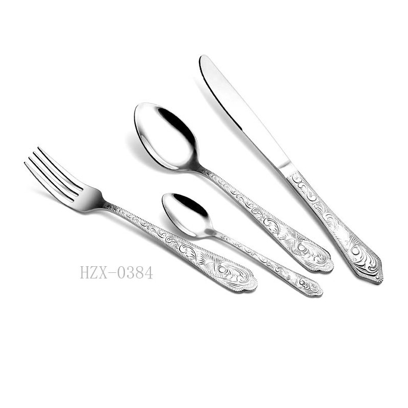 High grade gold plated dinnerware spoon fork and knife set, stainless steel cutlery set图2