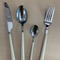 Hot sale fine flatware dinner knife fork spoon hotel wooden handle cutlery set for wedding gift