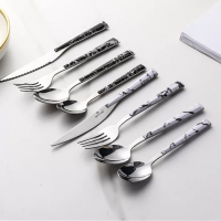Wholesale elegant stainless steel stainless steel cutlery set flatware marble handle cutlery set kni