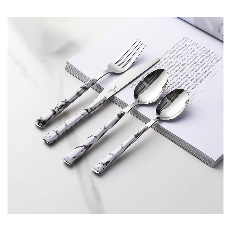 Wholesale elegant stainless steel stainless steel cutlery set flatware marble handle cutlery set kni图3
