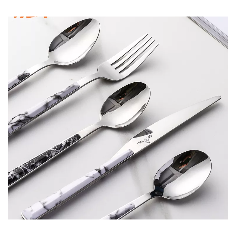 Wholesale elegant stainless steel stainless steel cutlery set flatware marble handle cutlery set kni图4