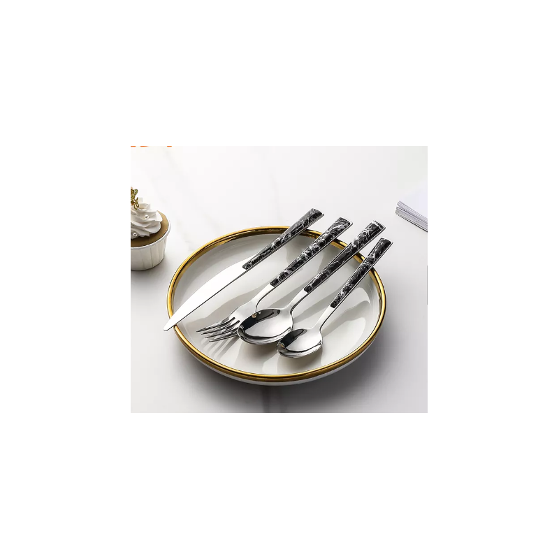 Wholesale elegant stainless steel stainless steel cutlery set flatware marble handle cutlery set kni图5
