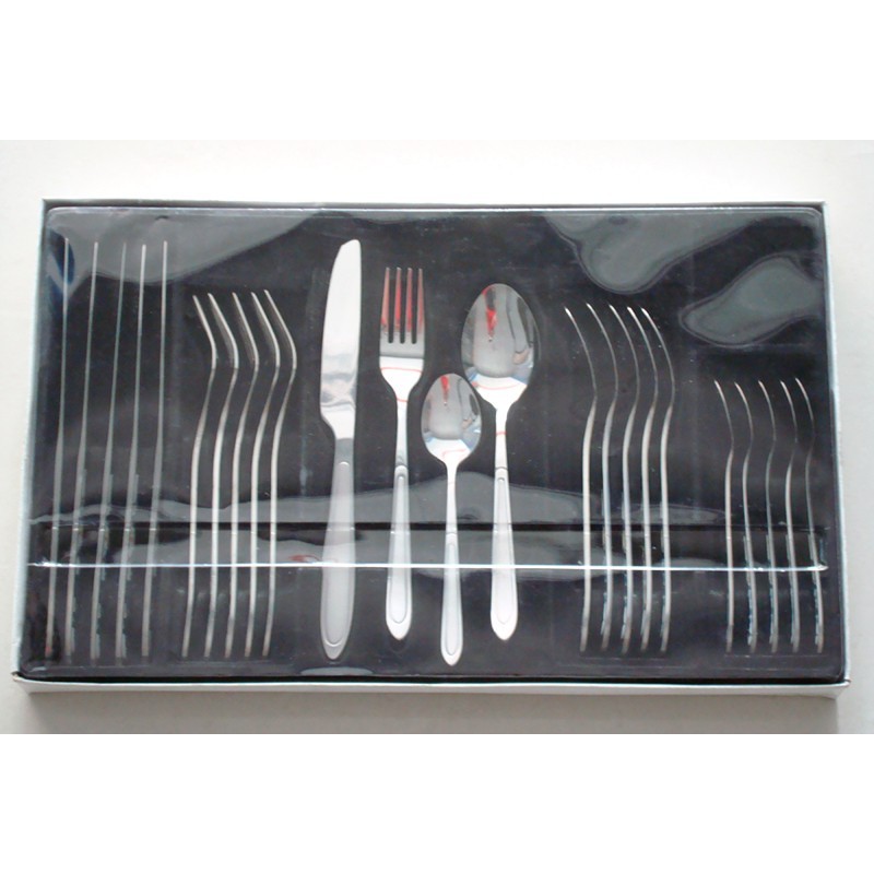 24 pcs cutlery set with wooden box packing ,stainless steel 2020 New year gift sandblasted tableware图4