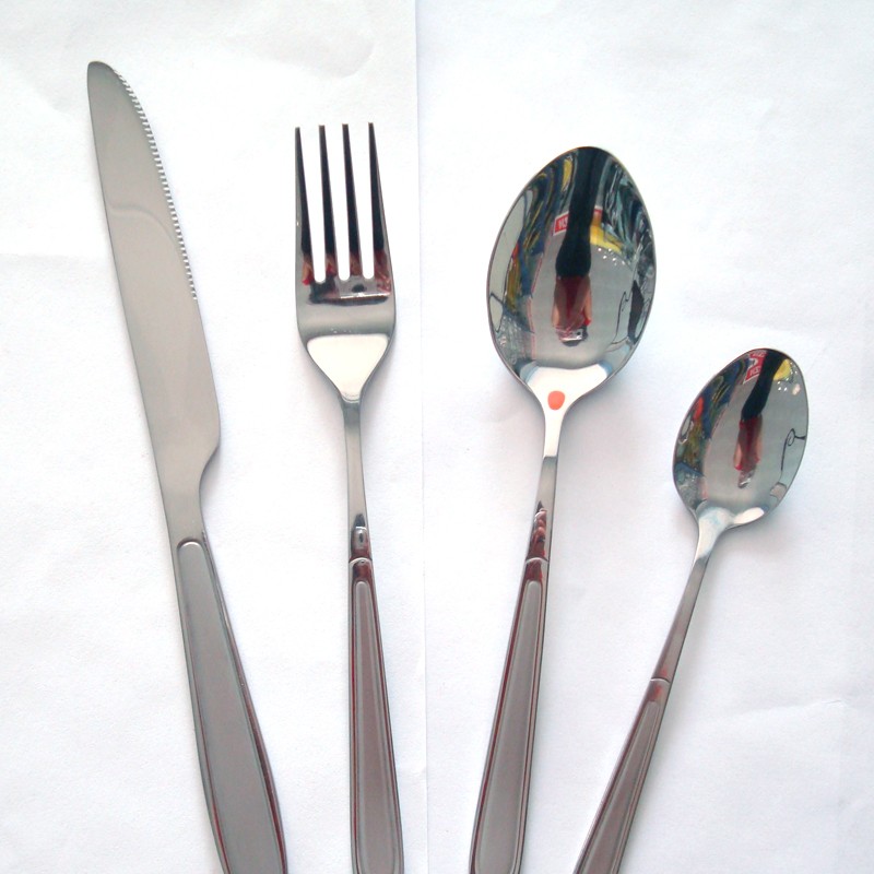 24 pcs cutlery set with wooden box packing ,stainless steel 2020 New year gift sandblasted tableware图5