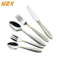 18/10 stainless steel restaurant spoon fork knife Besteck Cubiertos luxury wedding gold plated cutle