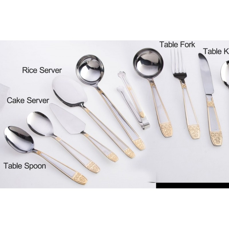 Manufacturers Wholesale Royal Stainless Steel Cutlery Set , Home Party Hotel Flatware With Gold Plat图3