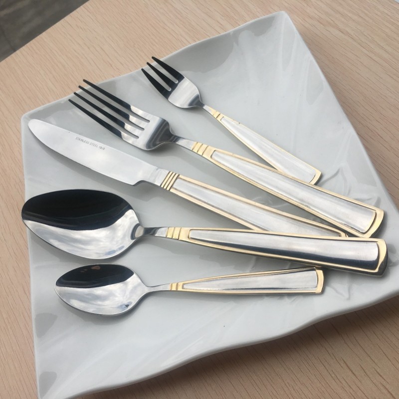 HIgh Quality Wedding Restaurant Gold Plated Flatware Gift Unique Fork Spoon Knife Set Stainless Flat图3