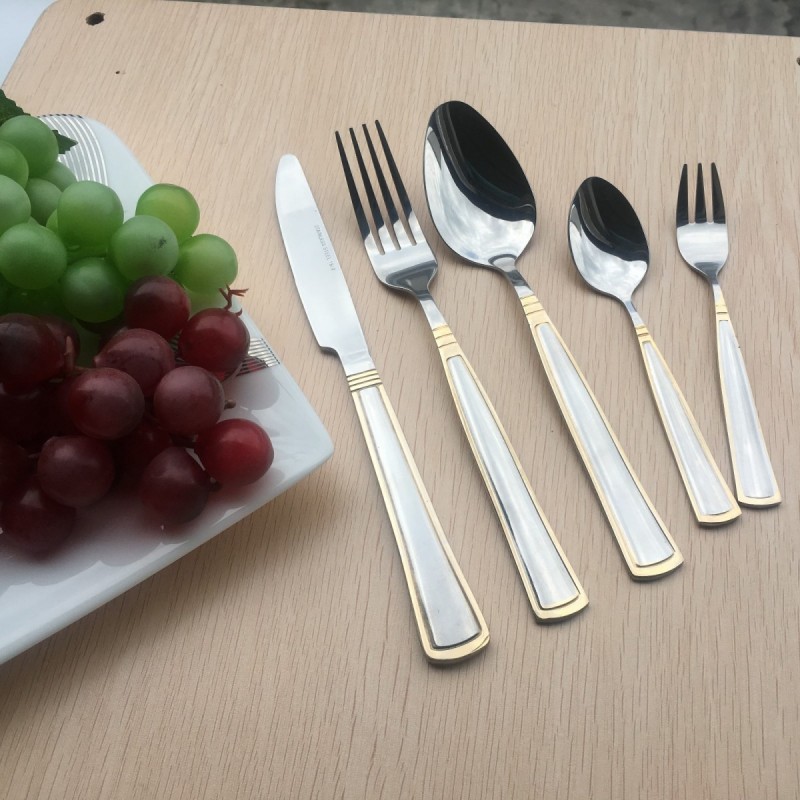HIgh Quality Wedding Restaurant Gold Plated Flatware Gift Unique Fork Spoon Knife Set Stainless Flat图4