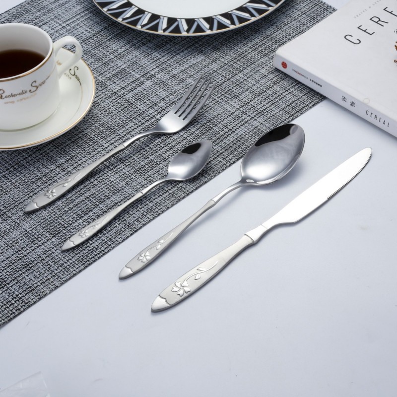 Hot Selling 18/10 Supermarket Antique Silver Flatware Cutlery Spoons 304 Stainless Steel Cutlery图5