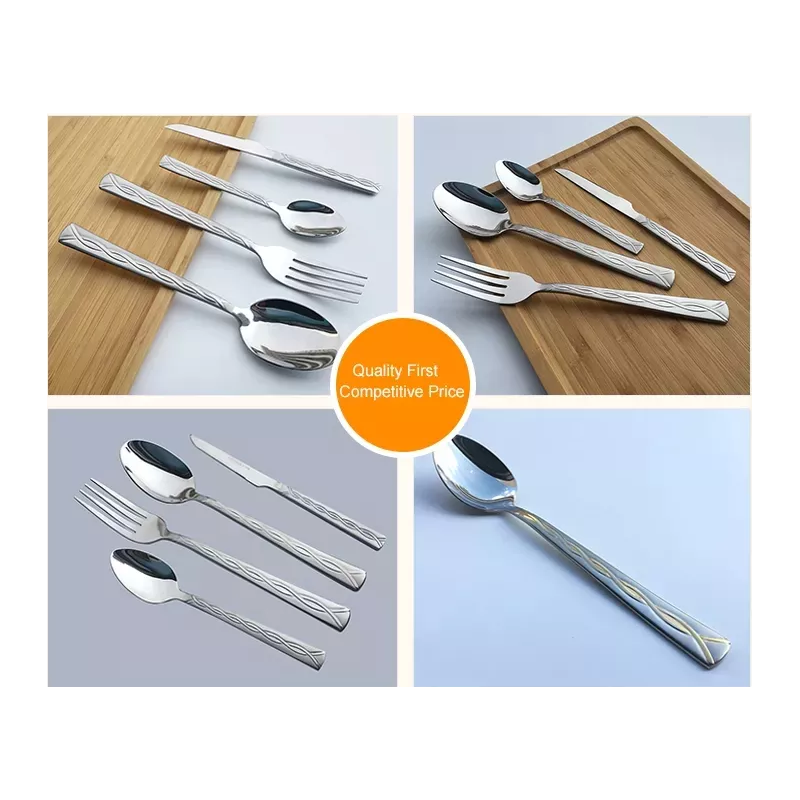 Low MOQ Hotel Set Knife and Spoon Wholesale Silver Plated Stainless Steel Cutlery Flatware Set Dinne图4