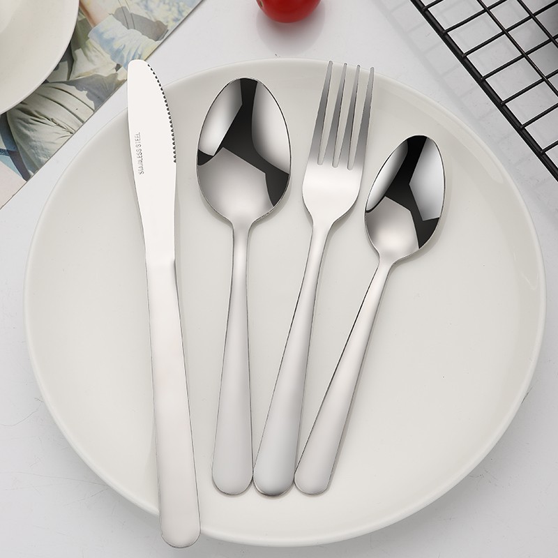 16pcs set stainless steel spoon fork knife disposable cutlery restaurant sets wedding图2