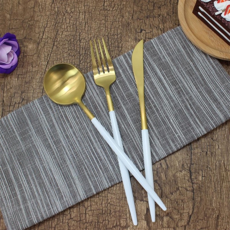 18/10 Matte Gold/white stainless steel Spoon Fork Knife cutlery/flatware/silverware sets图4