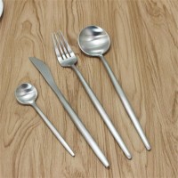 Matte Silver stainless steel Spoon Fork Knife 4 pcs cutlery/flatware/silverware set