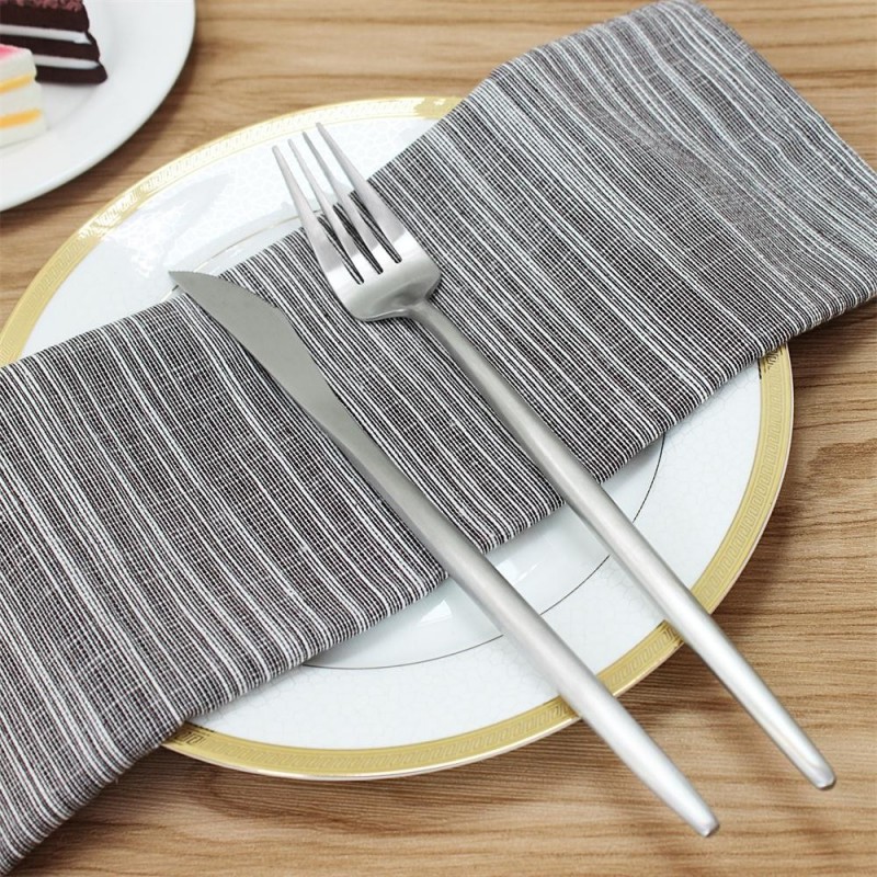 Matte Silver stainless steel Spoon Fork Knife 4 pcs cutlery/flatware/silverware set图4