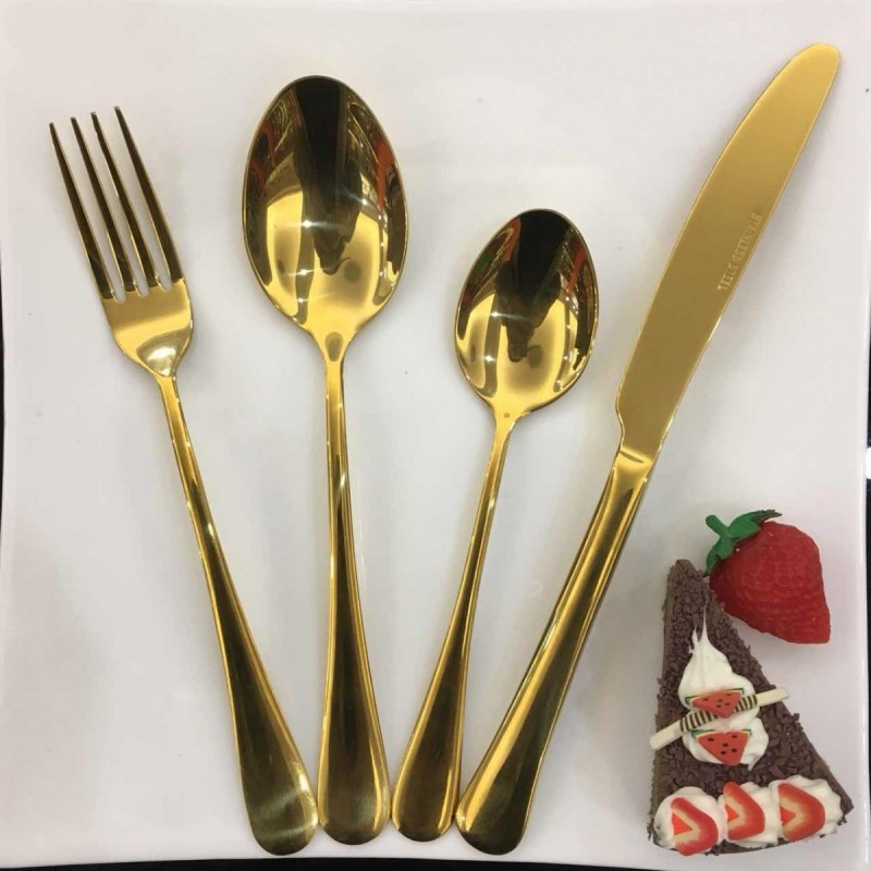 Amazon Best Sell cutlery set stainless steel hanging flatware 24 pcs golden cutlery set With Stand g图3