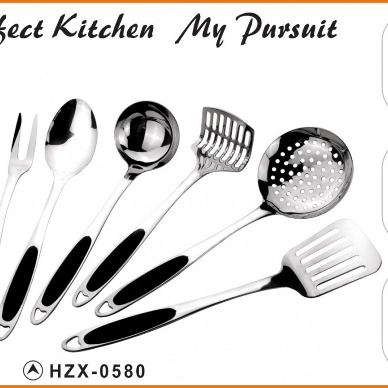 Factory supply 7 piece home kitchen tools spatula stainless steel kitchen utensil set cooking utensi图2