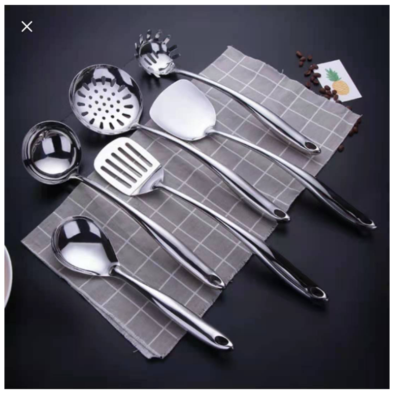 Factory direct sale Hollow Handle Metal Cooking Tool Set utensilios de cocina Stainless Steel sliver图2
