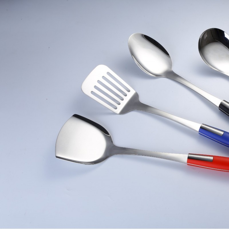 New products non stick cookware set kitchen utensils stainless steel ladle and flat skimmer图2