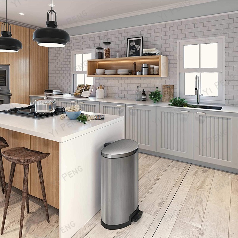 Semi-Round Stainless Steel Pedal Bin - GNC图8