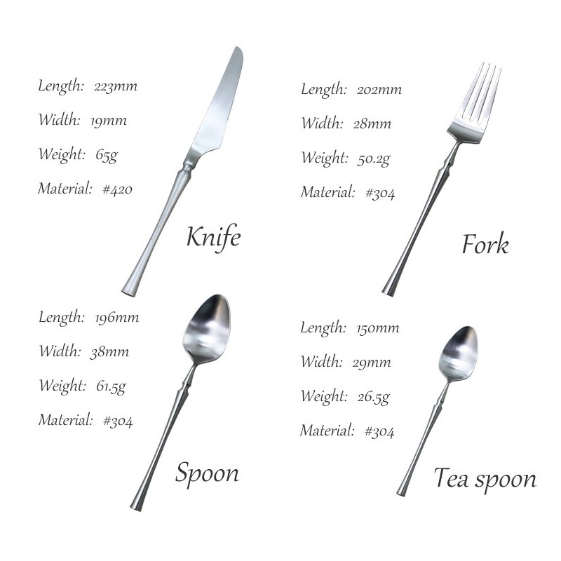 Jieyang Matte Silver 18/10 stainless steel Spoon Fork Knife 24 pcs cutlery图2
