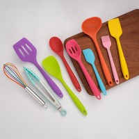 Food grade silicone utensil set red black colorful