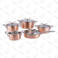 JIDA 9Pcs 3-Layer Copper Pot Stainless Steel Cookware JD-CS3T-2002