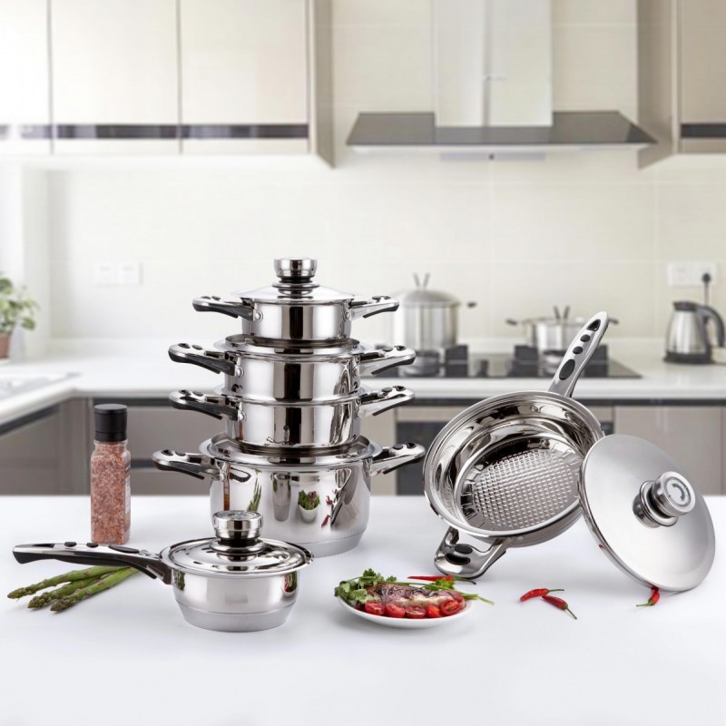 JIDA 11Pcs Wide Edge stainless steel cookware JD-WS-2004图6
