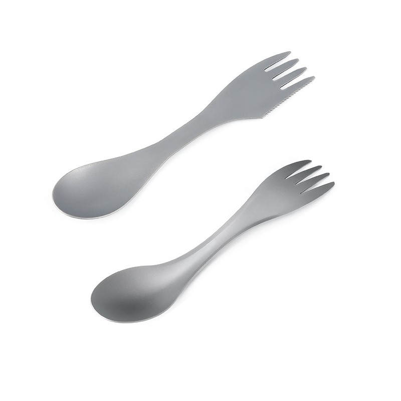 HWZBBEN Custom Logo Lightweight Multi Function Spork Outdoor Picnic Pure Titanium Camping set Spoon图2