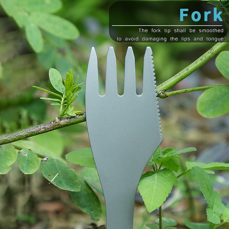 HWZBBEN Custom Logo Lightweight Multi Function Spork Outdoor Picnic Pure Titanium Camping set Spoon图4