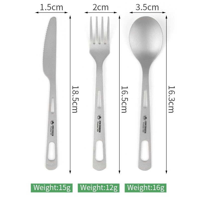 HWZBBEN Camping tour multi-functional cooking tableware titanium spoon knife and fork set图2