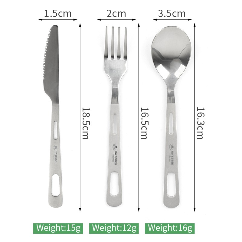 HWZBBEN Factory camping titanium fork and spoon knife set custom logo outdoor hiking cutlery set图2