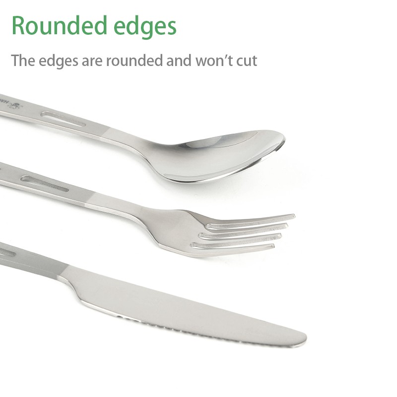 HWZBBEN Factory camping titanium fork and spoon knife set custom logo outdoor hiking cutlery set图5