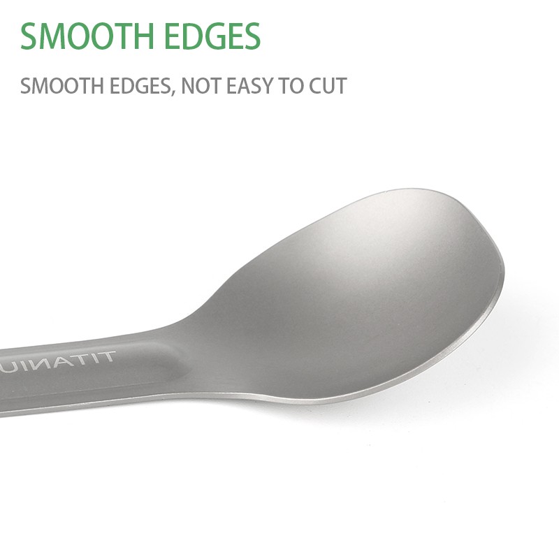 HWZBBEN Outdoor tableware camping spoon spork travel cutlery titanium cooking spoon set图5