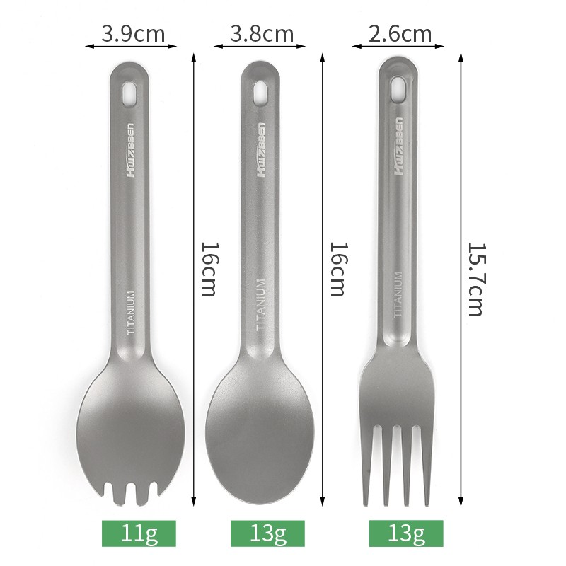 Outdoor camping titanium Spoon and Fork three-piece set Hiking Easy To Carry titanium spoon图2