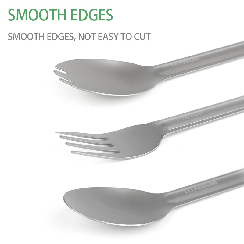 Outdoor camping titanium Spoon and Fork three-piece set Hiking Easy To Carry titanium spoon图5