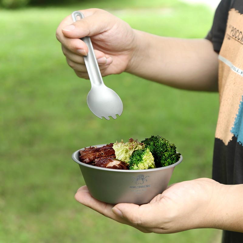 Outdoor camping titanium Spoon and Fork three-piece set Hiking Easy To Carry titanium spoon图6