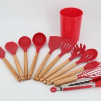 Silicone Utensil with Wooden Handle
