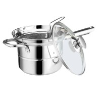 kitchenware Jieyang Xin Da Xing 18cm stainless steel double bottom sauce pan 4pcs/set steamer strain