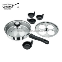 Stainless Steel Egg Poacher and Egg Boiler with 4pcs non stick cups and bakelite handle