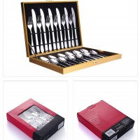 24pcs Restaurant Party Stainless Steel Gold Plated Cutlery Sets with Case Hotel Dining Room Tablewar