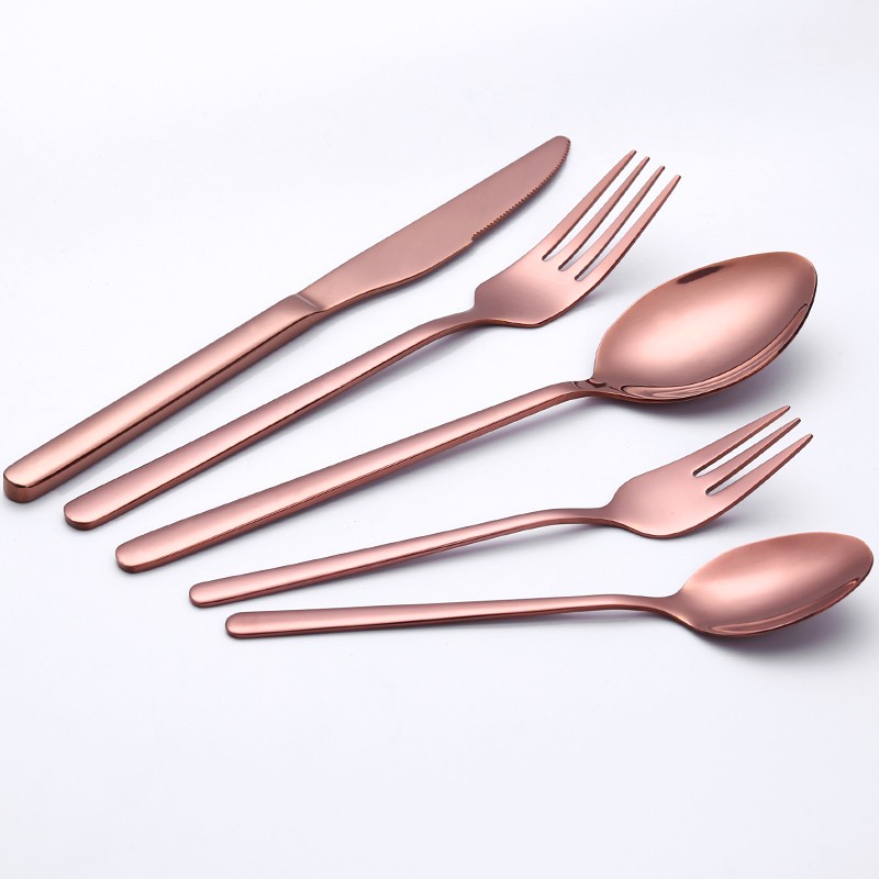 Wholesale Rose Gold Vintage Hotel Stainless Steel Gold Travel Spoon Fork Knife Cutlery Sets Luxury W图4