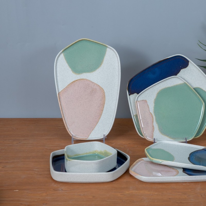 Mix and match reactive glaze/hand painted/porcelain/tableware/dinnerware/organized shape/Horece图3