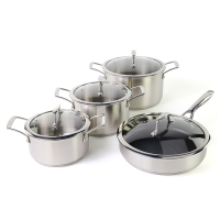 2022 Stainless Steel 4 pcs Cookingware Sets Casserole Kitchenware Ollas Cookware Sets Cooking Pot Se