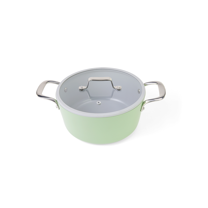 5PCS Copper Ceramic Non Stick Coating Cookware Set with stainless steel handle and steamer Eco-frien图2