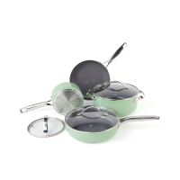 4PCS Copper Ceramic Non Stick Coating Cookware Set with stainless steel handle and steamer Eco-frien