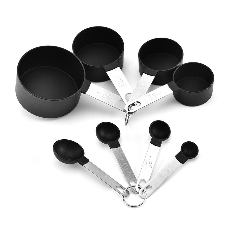 Stainless steel measuring cup measuring spoon set baking tool stainless steel handle 8-piece plastic图6